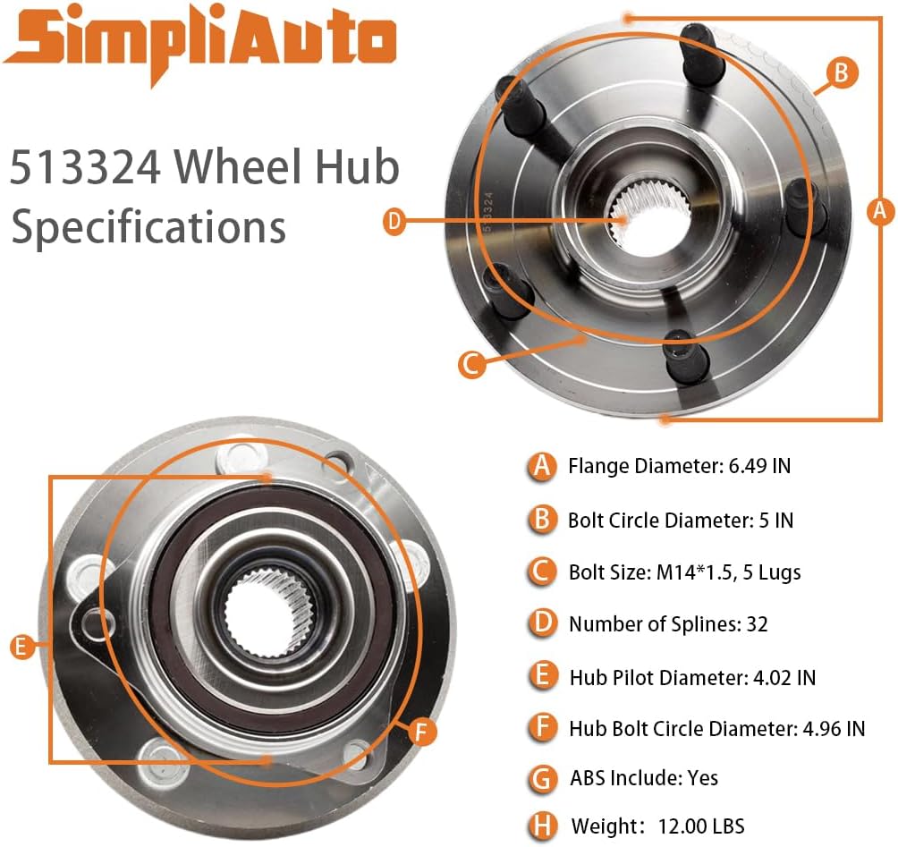 513324 Front Wheel Hub and Bearing Assembly Compatible with Dodge Durango 2011-2023, Jeep Grand Cherokee 2011-2021, Jeep Grand Cherokee WK 2022 - Image 3