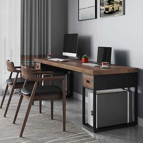 Miniatura 4 de Escritorio de madera maciza de doble asiento 20in oficina en casa lectura escritura estación de trabajo mesa de juegos fácil de montar tamaño  551 x