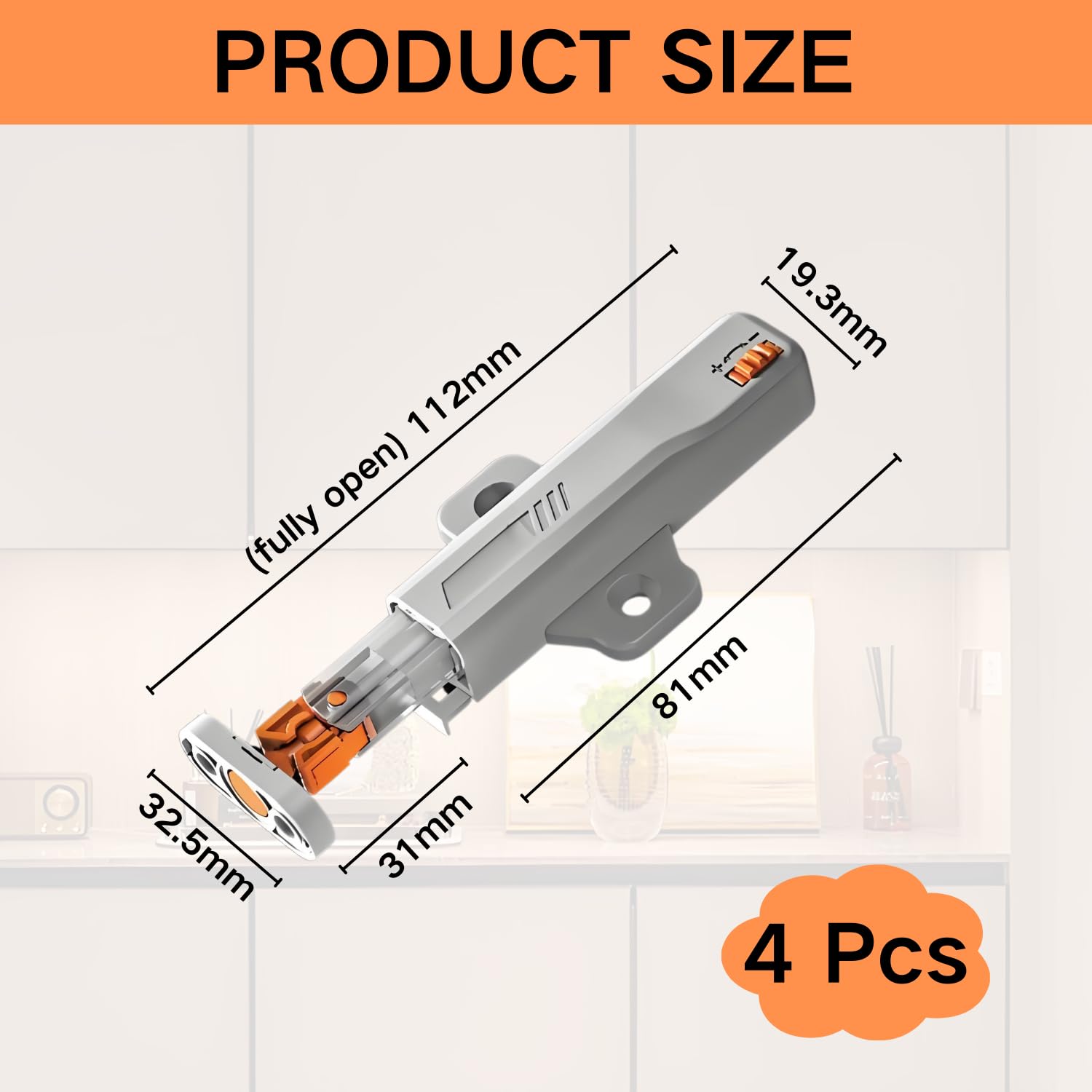 4 Pcs Push to Open Door Catches, Strong 30 N Spring Release Heavy Duty Push to Open Latch - Image 2