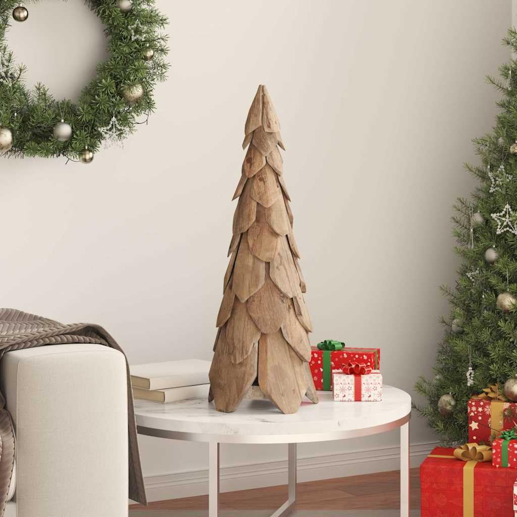 Árbol de Navidad de madera de teca, 80 cm, color marrón