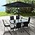Outsunny 8 Pieces Patio Table and Chairs Set with 9 Ft Patio Umbrella, Outdoor Dining Set with 4.5 Ft Dining Table and 6 Chairs, Push Button Tilt and Crank Parasol, Tempered Glass Top, Mixed Brown