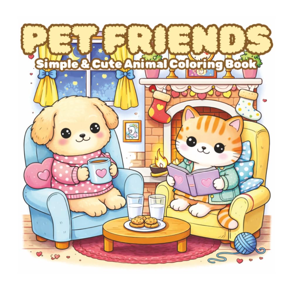 Pet Friends Coloring Book: Simple & Cute Animal Coloring Book For Kids