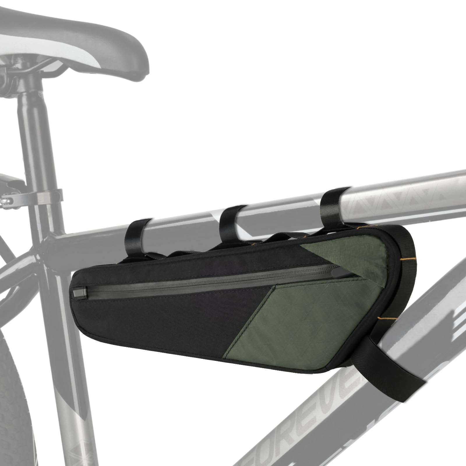 Borsa Bici Telaio Borse Tubo Centrale per Bicicletta MTB Impermeabile con Strisce Riflettenti Grande Capacità ca. 2.5L per Porta Attrezzi Bici da Corsa Accessori Lucchetto 380*115*55mm(verde)