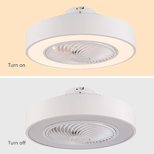 Miniatura 5 de Ventilador de techo cerrado de 22 pulgadas con luz LED de control remoto, 3 colores de luz regulables y velocidad de viento de 3 engranajes para