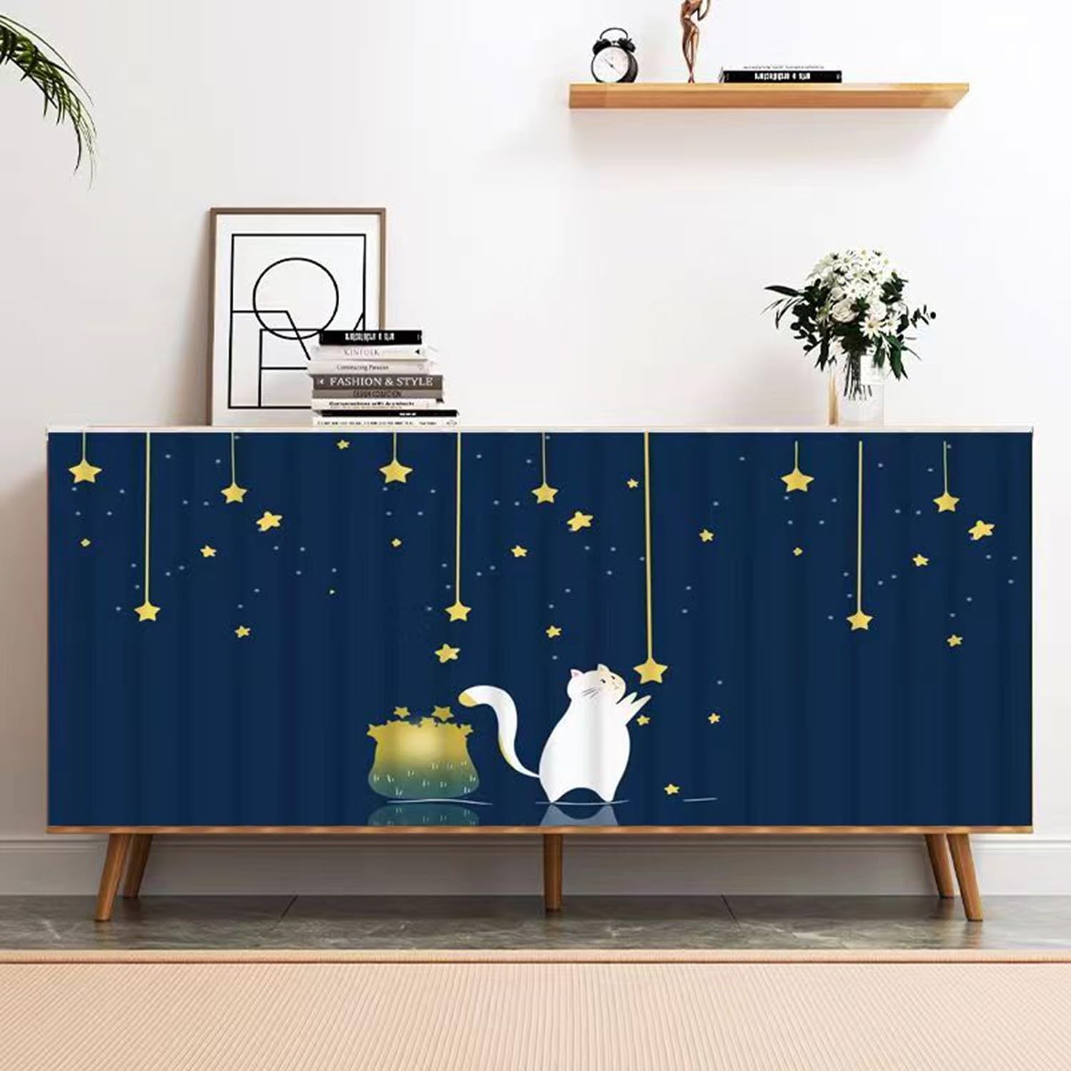 BLUEZY Kitchen Curtain under the Sink, Kitchen Curtain, Curtain Dustproof for Storage Cabinets, Privacy Protected, Dustproof for Shoe Cabinets, Cabinets, Bookcase, Shelf A26,W120*H70cm