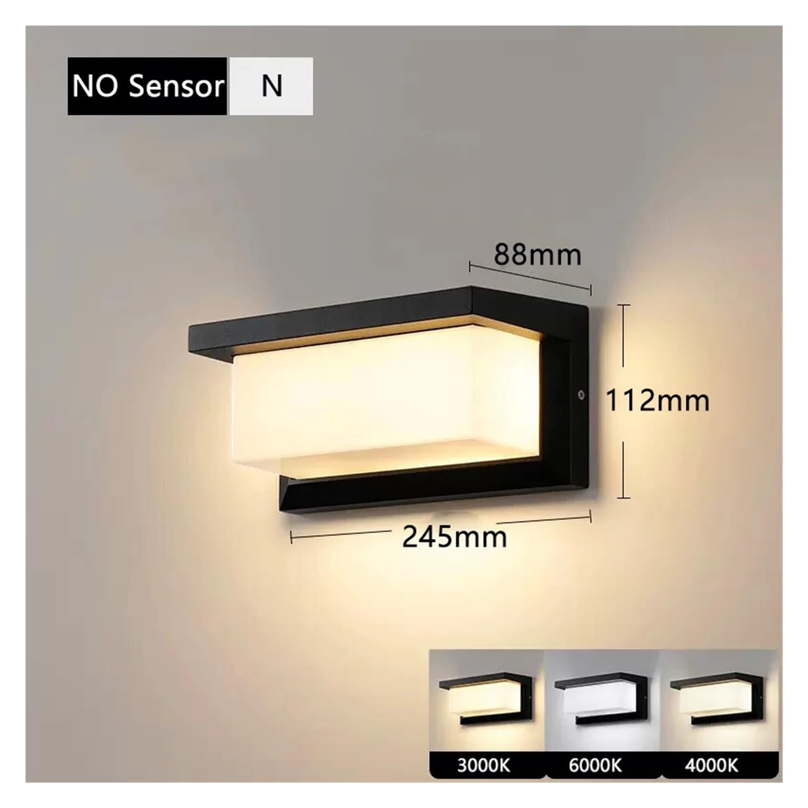 12-20W Wodoodporna zewnętrzna lampa ścienna LED z czujnikiem ruchu IP65 do oświetlenia ogrodu na balkonie na werandzie AC220V/12V/24V(Natural Light 4000K,N MOTION SENSOR_VOLTAGE DC24V 12W)
