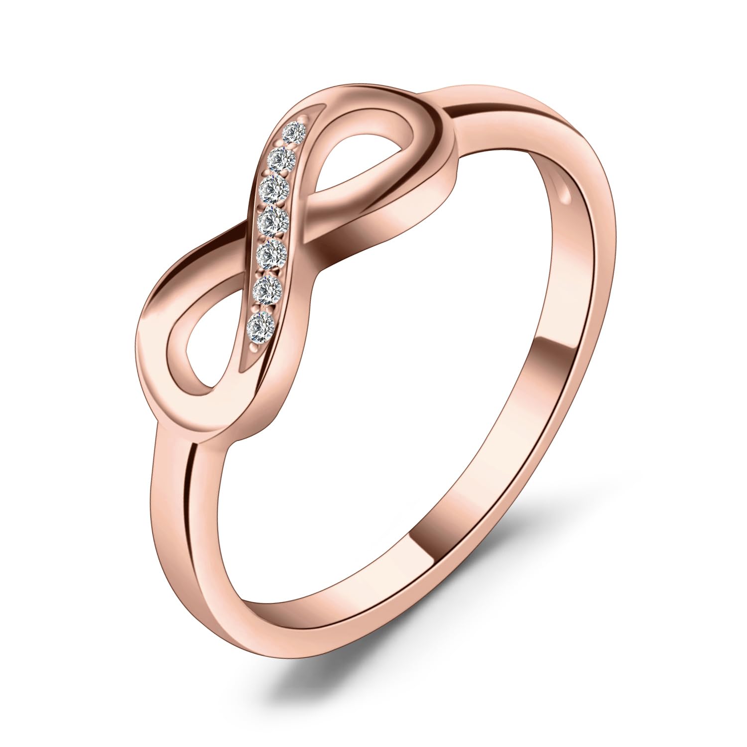 JewelryPalace 14k White Yellow Rose Gold Plated 925 Sterling Silver Rings for Women, Cubic Zirconia Promise Rings for Her, Stackable Wedding Bands Rings for Women Infinity Forever Love Knot Ring
