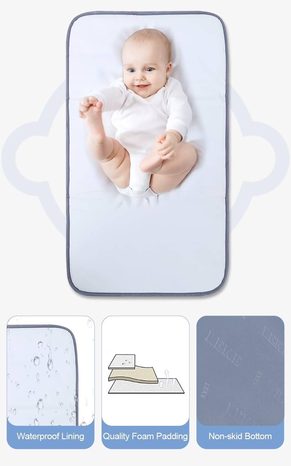 Lekebaby Pliable Matelas a Langer de Voyage, Tapis à Langer pour Bébé,Impermeable Portable Tapis a Langer Bebe pour Maison Extérieur Voyage(70x40cm)