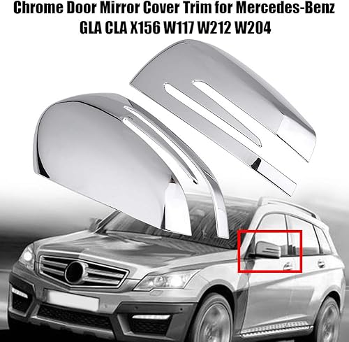 Miniatura 3 de Para accesorios Benz Senyar 2 piezas cubierta de espejo de puerta, ABS cromado espejo cubierta para X156 C117 W212 W204 (plata)