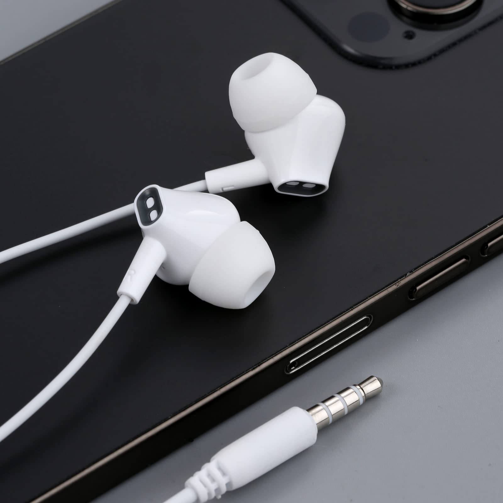 Aylaa AY8 przewodowe słuchawki douszne słuchawki douszne z pilotem mikrofonu. Gniazdo audio 3,5 mm - czarne (białe)