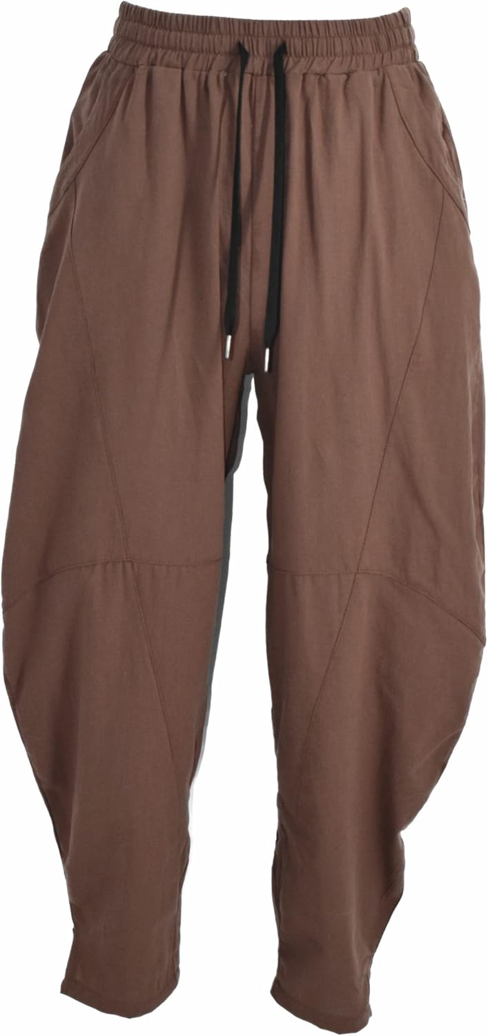 perdontoo Men's Linen Cotton Loose Fit Casual Lightweight Elastic Waist Summer Beach Pants - Image 5