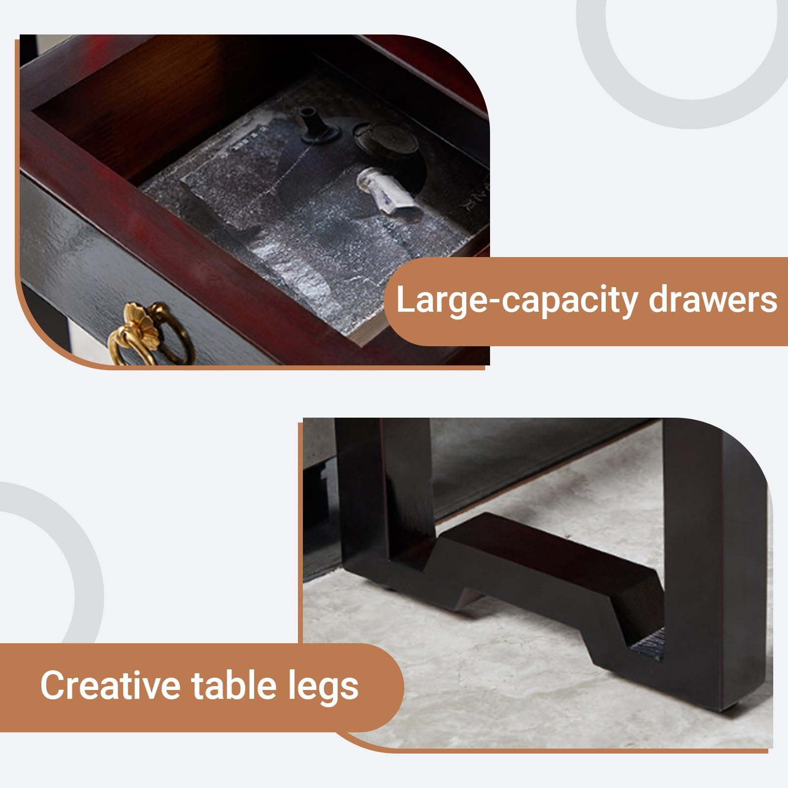 Console da ingresso in legno massello stile cinese moderno, tavolo consolle moderno per ingresso e soggiorno con cassetti, consolle lunga vintage stile altare(80cm/31.5in)