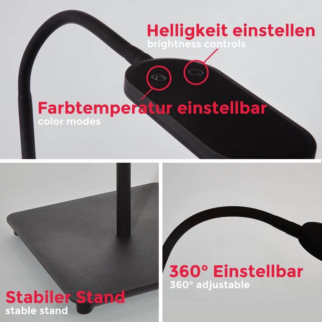 B.K.Licht - LED Stehlampe dimmbar, warmweiß bis kaltweiß einstellbar, Touch, Leselampe, Deko Wohnzimmer, Lampe, Deckenfluter, Standleuchte, Wohnzimmerlampe, Schlafzimmer Deko, 21x21x158,6 cm, Schwarz