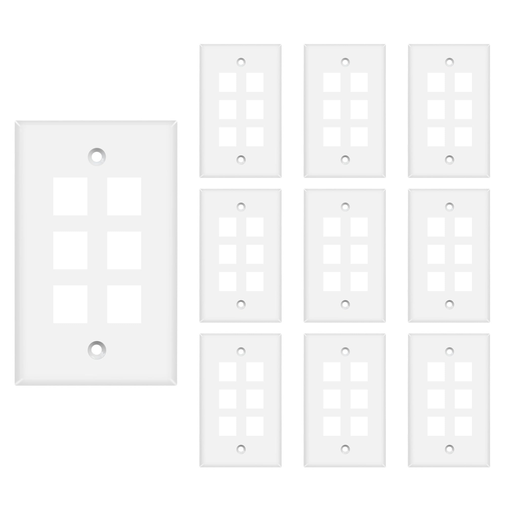 Plaques murales Keystone 6 ports blanc lot de 10 pour câble réseau RJ45