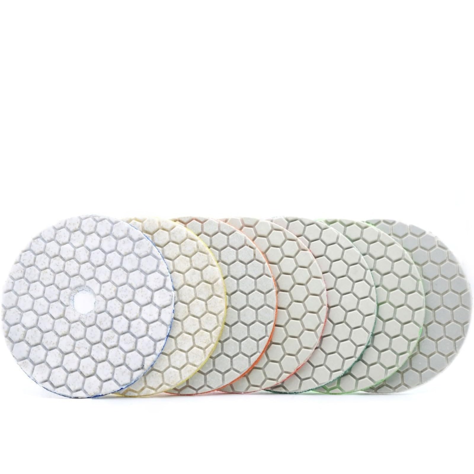Almohadillas pulidoras de diamante, Juego de 7 discos de pulido de diamante de 4 pulgadas for uso en seco, almohadillas for lijar mármol, granito y hormigón