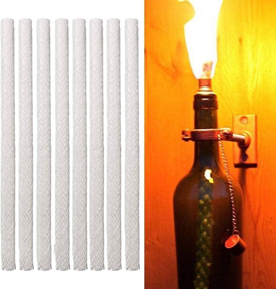 Fiberglas Tiki Docht, 12 Stück 25 cm Glasfaserdocht Fiberglas Tiki Torche Docht für Weinflasche Tiki Fackeln Patio Beleuchtung Garten Licht