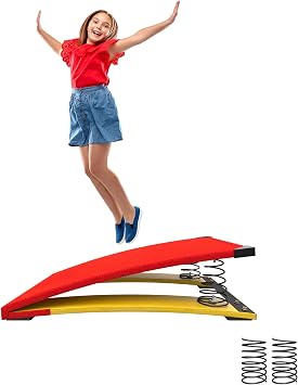Gymnastics Springboard for Kids Vaulting Training Fitness Playing, Portable Curved Spring Board, Hard Wood Practice Equipment, Elastic Board for Home Room Athletics Training