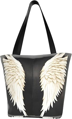 Bolso de hombro con estampado de camuflaje digital del ejército Bolso de gran tamaño para mujer, bolso de compras casual para mujer, Plumas de ángel