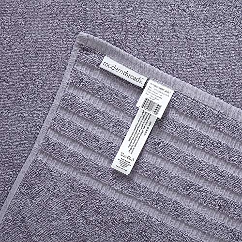 Amrapur Overseas 5YDJQORG-LVR-ST Modern Threads Amrapur Overseas 6-Piece Yarn Dyed Organic Vines Jacquard/Solid Ultra Soft 500Gsm 100% Combed Cotton Towel Set [Grey Lavender] thumb #3