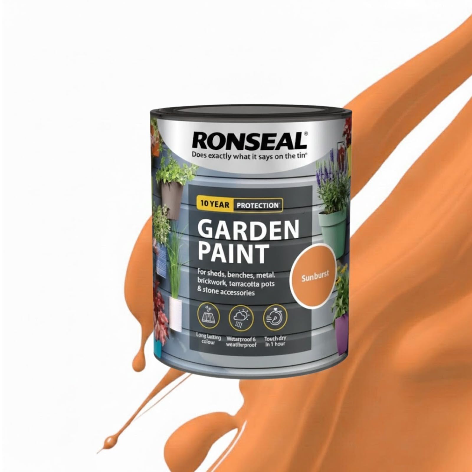 Milena Sunburst Garden Paint 250ml, Water Based Wooden Paints, Fast Drying Matt Finish, Long Lasting Fade Resistance Fence Paint, DIY Colour for Brick, Flower Pots (Sunburst, 250 M L)