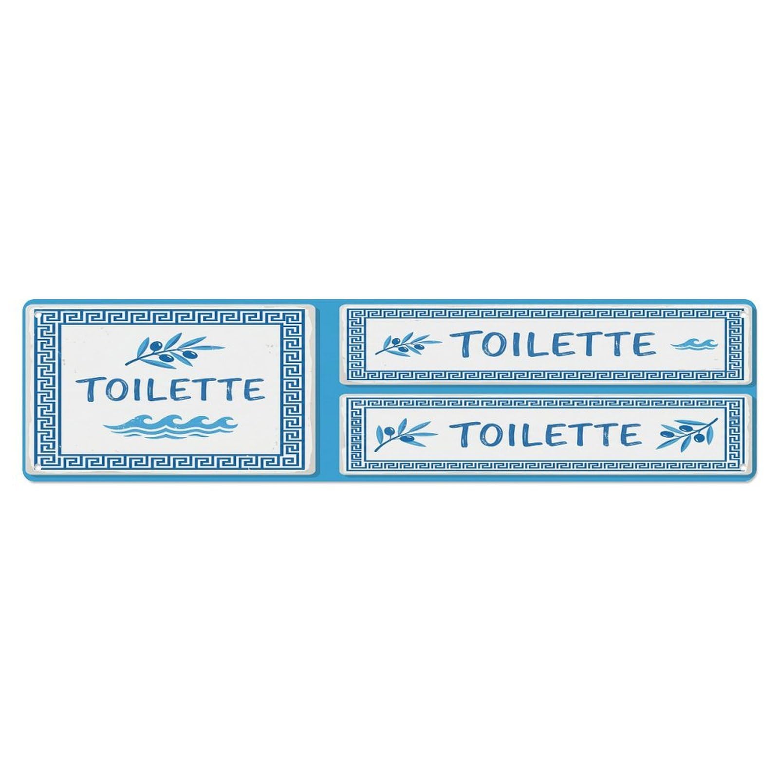 Mediterranean Coastal Villa Toilet Toilet(WC) Door Metal Tin Sign Plaque Wall Decor for Cafe, Club Bar, Office, Home Garden Metal Poster 4x16Inch