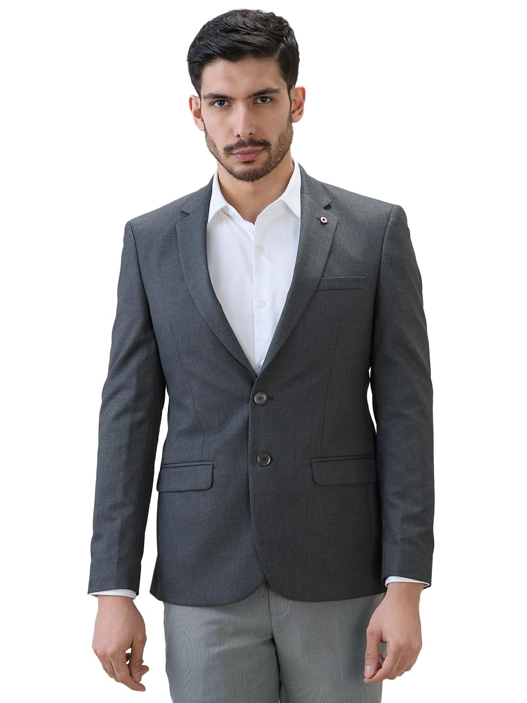 Men Regular Fit Twill Pattern Poly Viscose Blend Notch Lapel Full Sleeve Formal Blazer