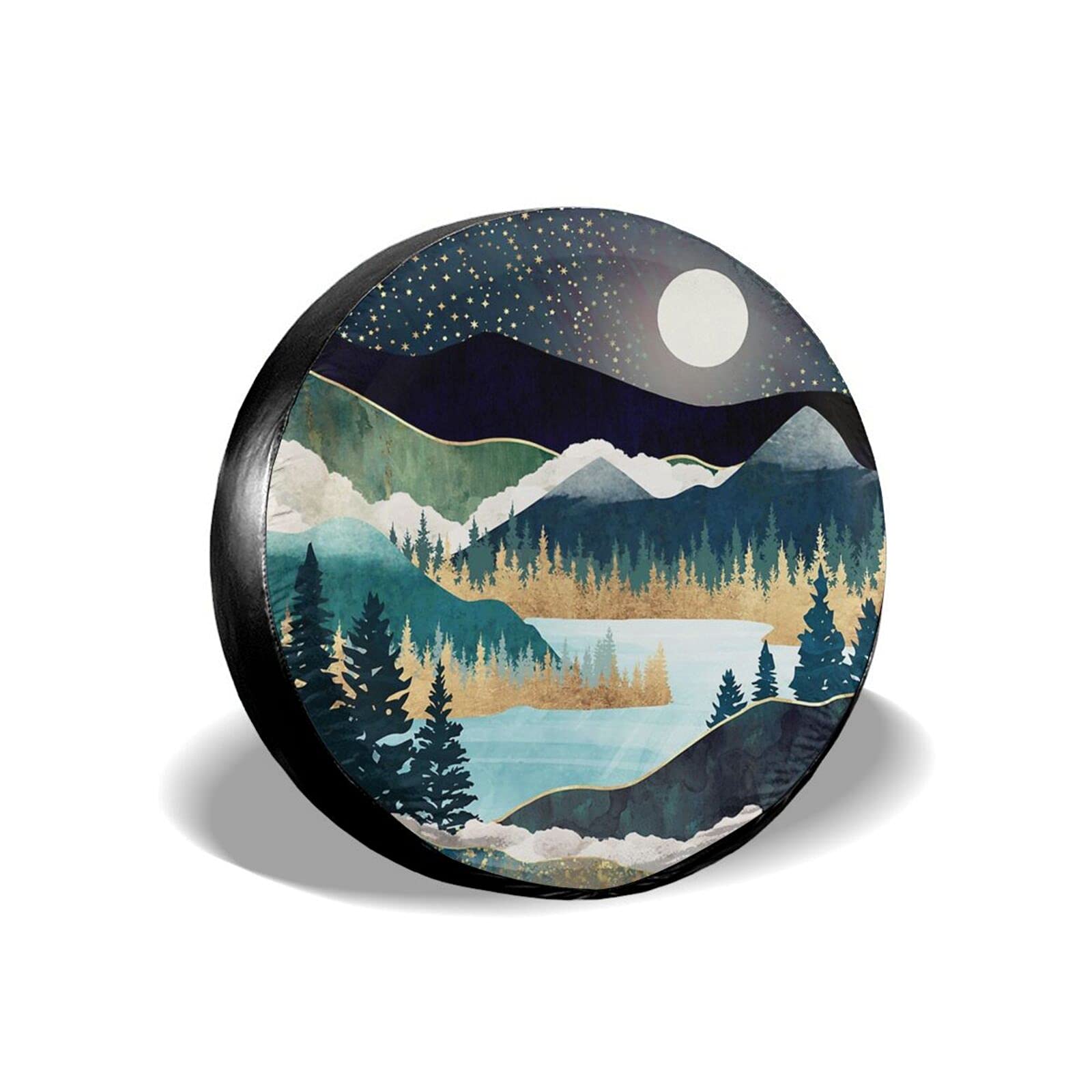 Hitamus Mountains Nature Scenery Spare Tire Cover for Jeep Wrangler Rv SUV Camper Travel Trailer Accessories 14 15 16 17 Inch Sunscreen Dustproof Wheel Cover