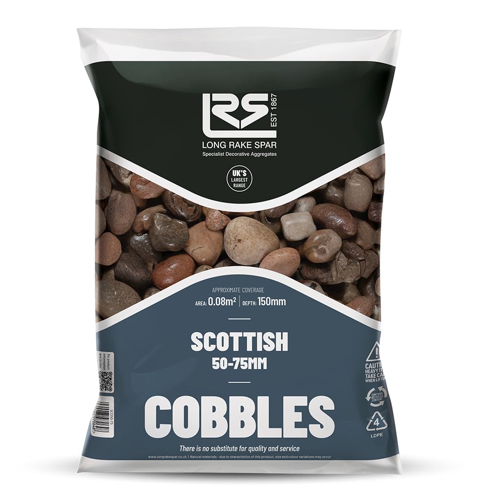Meadow View Gravel Stone Garden Landscaping Chippings Various Decorative Aggregates Slate (Scottish Cobbles - 50-75mm)