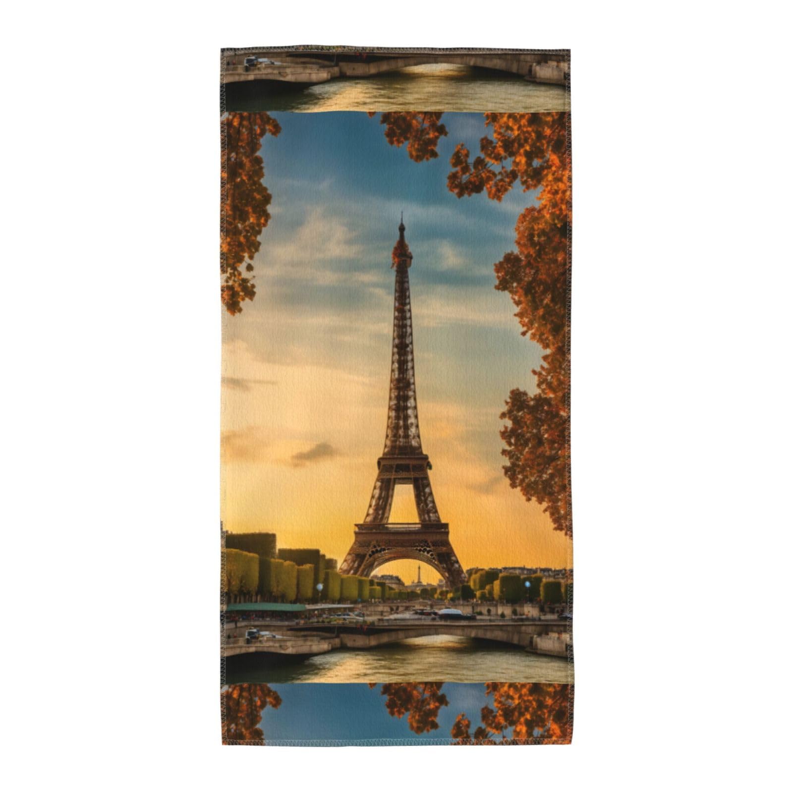 Cbaaghh Eiffel Tower Paris Autumn Print Towel, Towels Thick Face Towels Fast Drying Washcloth For Bath, Spa, Gym