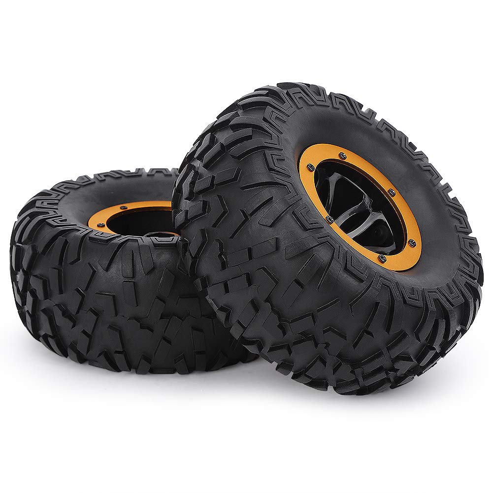 Tbest Pneu RC 2.2 Pouces 135mm - Lot 4 Pneus Gonflables 1/10, Voiture Route, Mise à Niveau, Pompe Incluse