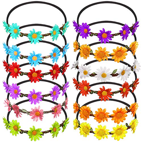 FEPITO 12 unidades coroa de flores diadema flor Garland multicolor coroa boémia floral coroa para mulheres meninas acessórios para o cabelo