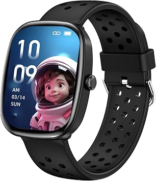Kids Smart Watch for Boys Girls, Fitness Watch with Pedometer, 100 Sport Modes, IP67 Waterproof, Heart Rate Sleep Monitor, Puzzle Games, Alarm Clock, Kids Gifts for Boys Girls Teens 6+ Black/Casual