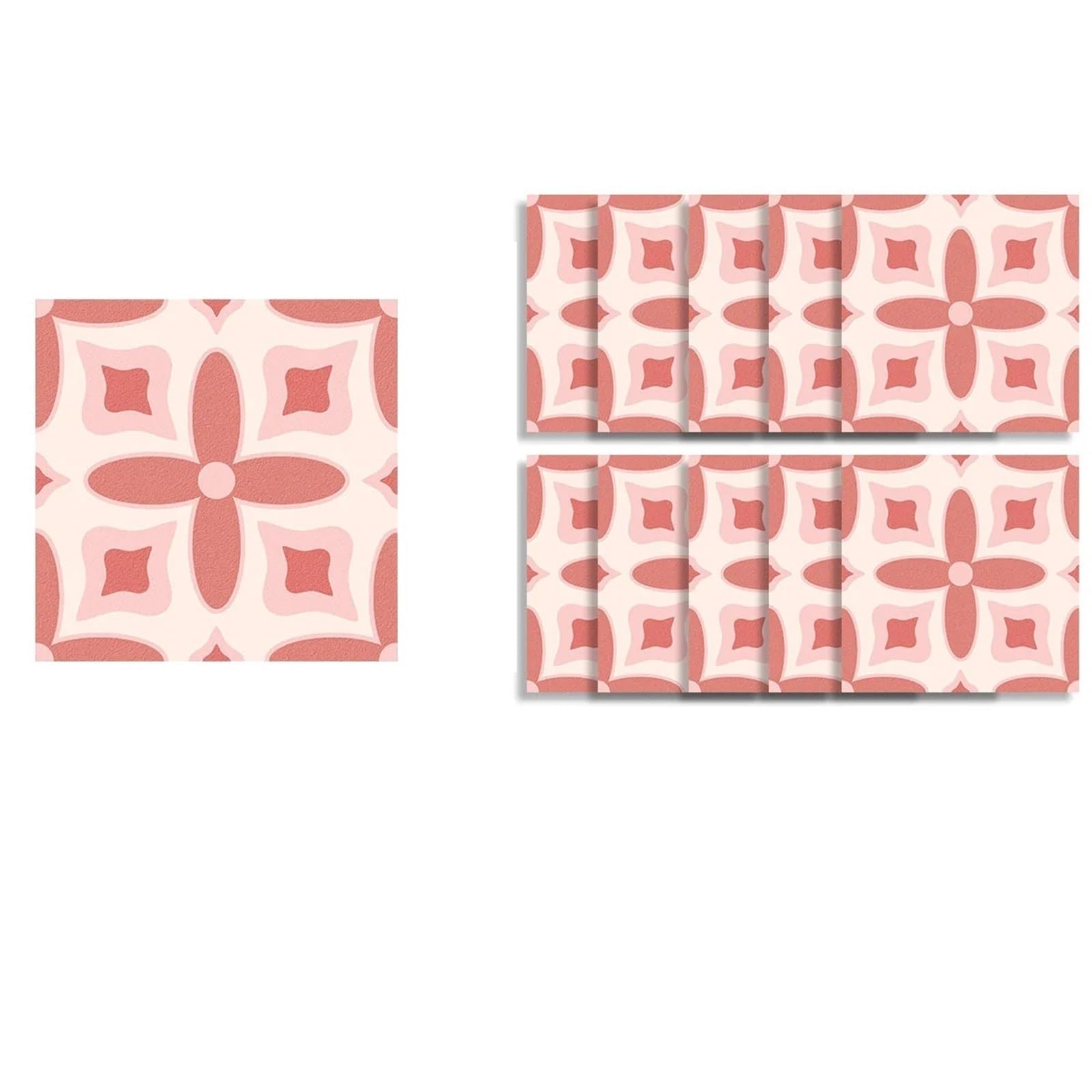 Wall Tile Sticker Tile Stickers 10pcs/Set Brick Wall Pink Floral Pattern(Size2)