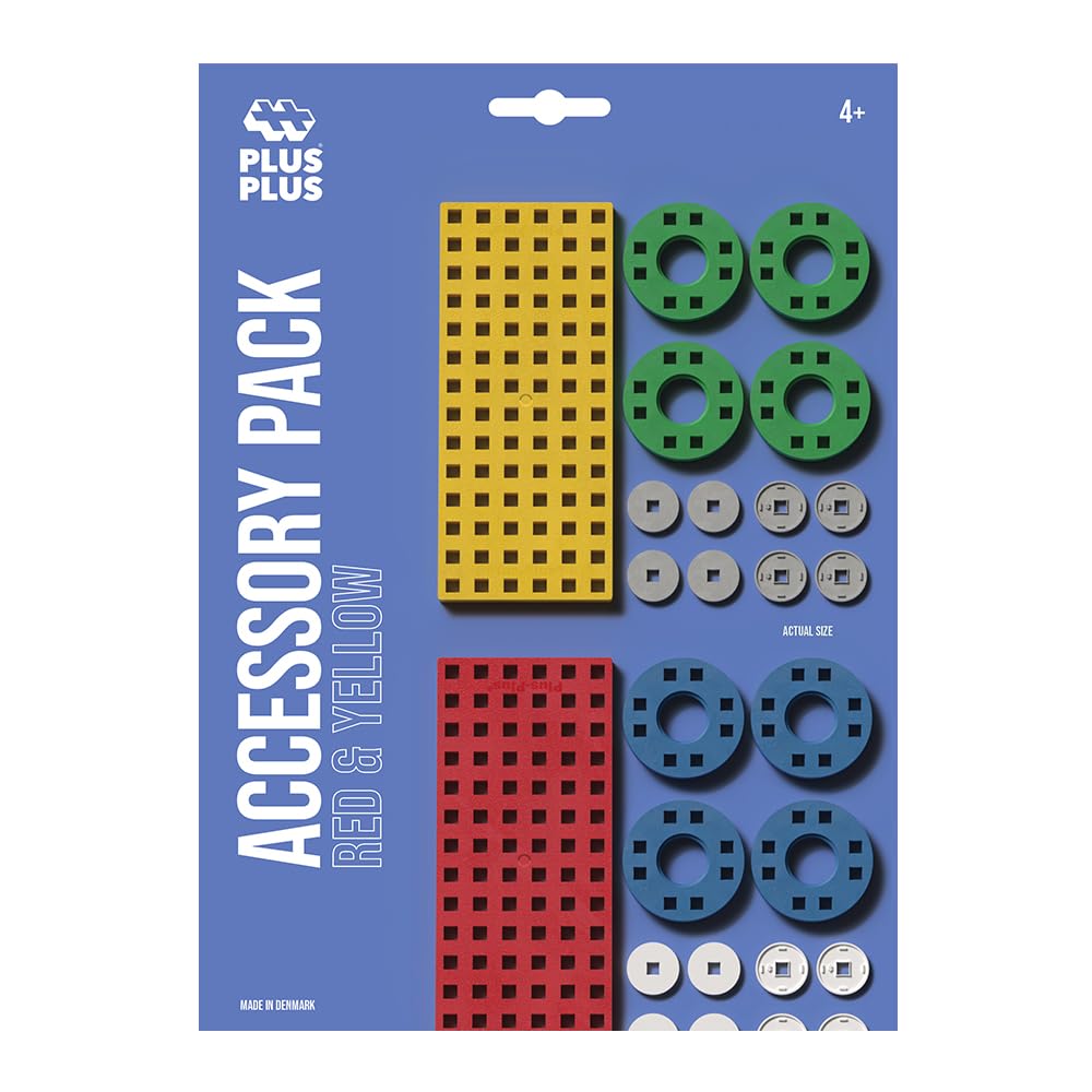 PLUS PLUS - Kit Accessori Ruote E Base Di Costruzione, Gioco Creativo Per Bambini Da 3 Anni, Con Mozzi, 2 Basi E 8 Ruote, Made In Danimarca