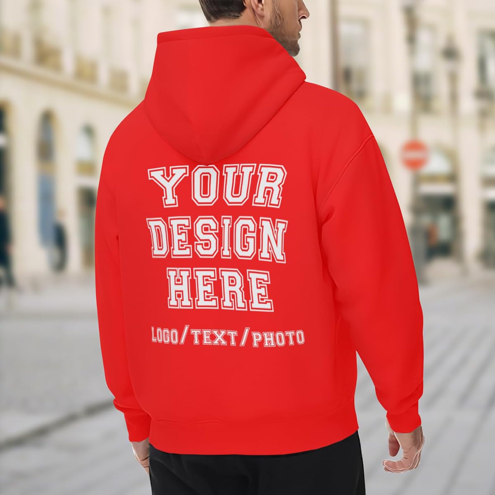 Sudaderas Hombres con Capucha Sudadera Personalizada. Diseña Tu Propia Personalizada Texto, Logotipo Y Foto. para Hombre Mujer. del Hierro (Red, XXXL) Chaqueta Verano Ropa Running Mangas