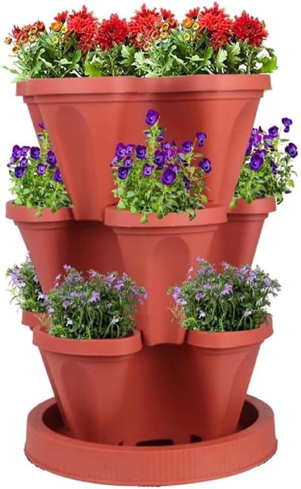 ZJTBDATG Three Dimensional Four Petal Planting Pot Stackable Planter Vertical Tower Garden Planter Strawberry Planter Indoor Outdoor Planters 6 Tier Garden Tower Herb Planter Growing,E,5pcs