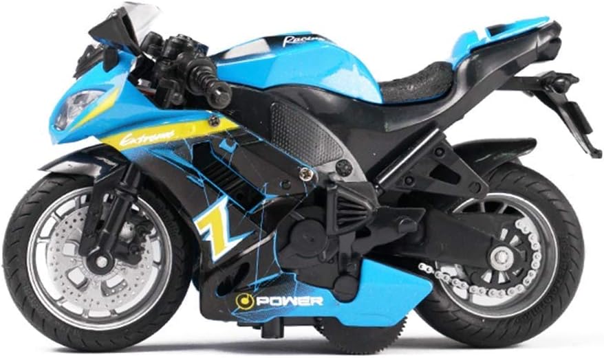 Pull Back Motorcycle Toys, Tiny Gift with Music Lighting, Race Motorcycles Toy for Boys Kids Age 3 4 5 6 7 8 Year Old (Blue)