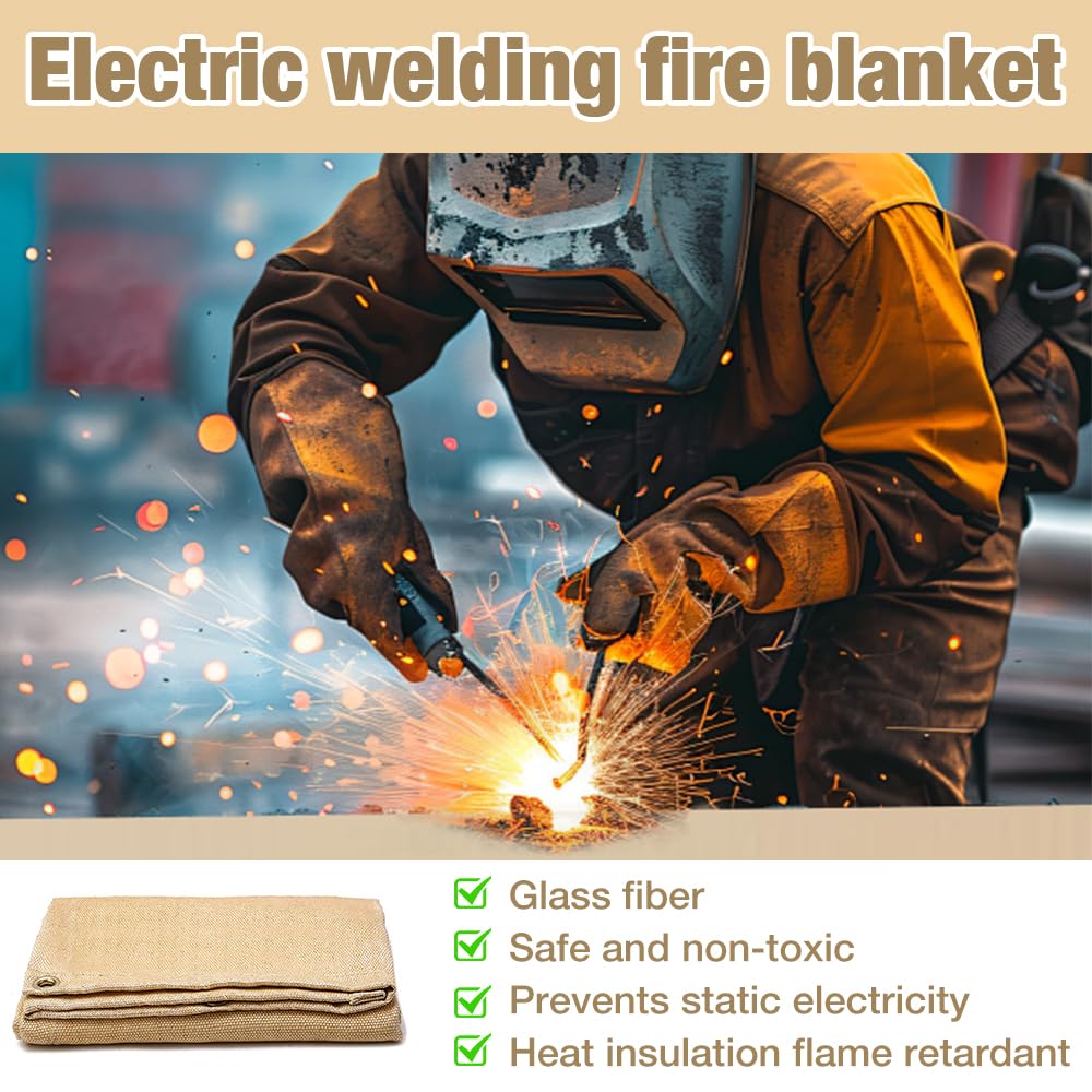 Couverture de Soudage Ignifuge, Couverture de Soudage Robuste 1,2 x 1,8 m, Couverture de protection en fibre de verre, pour une utilisation domestique, pour la soudure professionnelle et robust