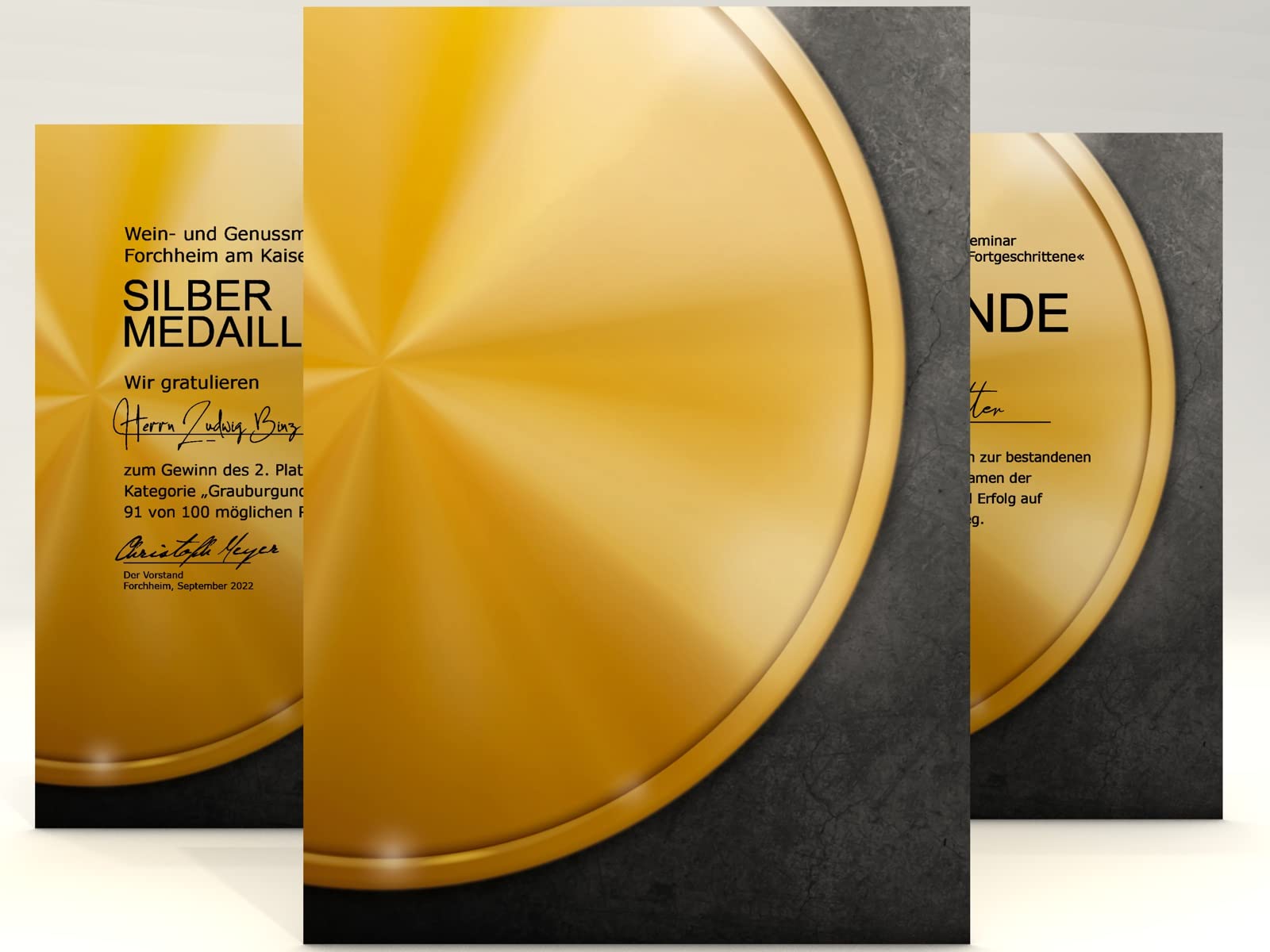 Papel de certificado "medalla dorada", clásico, para certificados, DIN A4, 190 g/m², de alta calidad, plantillas de impresión gratuitas, papel certificado, certificado en blanco (100)