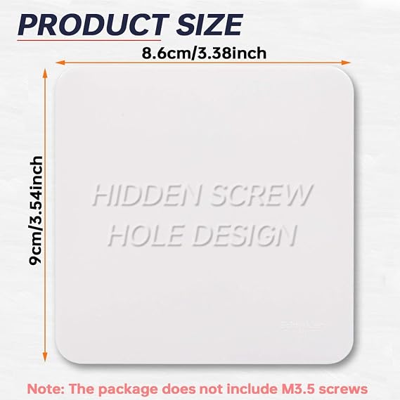 2Pack Single Blank Plate Hidden Screw Hole 1 Gang Square Shape Blanking Plate Cover Electrical Socket Blanking Plate Single Gang for Electrical Socket Plug Socket Cover Exposed outlets