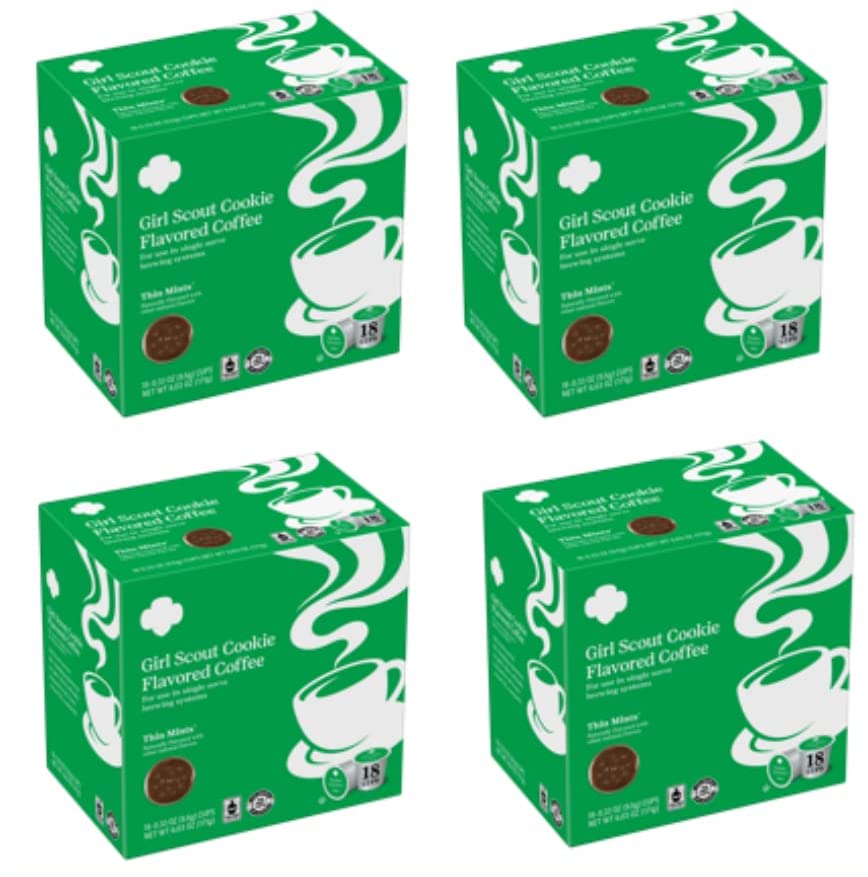 Girl Scouts® Thin Mints Flavored Coffee, Medium Roast, 72 Count (Pack of 4), Single Serve Coffee Pods for Keurig K-Cup Brewers