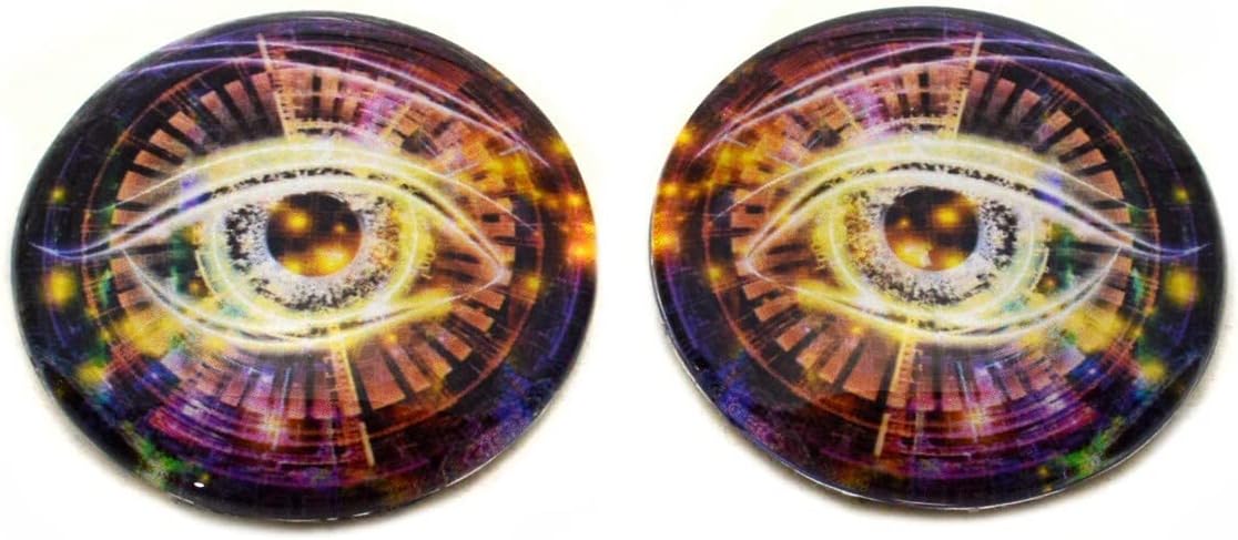 Magical Cyberpunk Technology Fantasy Eyes 6mm to 60mm Technology Fantastic Jewelry Making Art Doll Parts Taxidermy Sculpture Flatback Domed Cabochons (60mm)