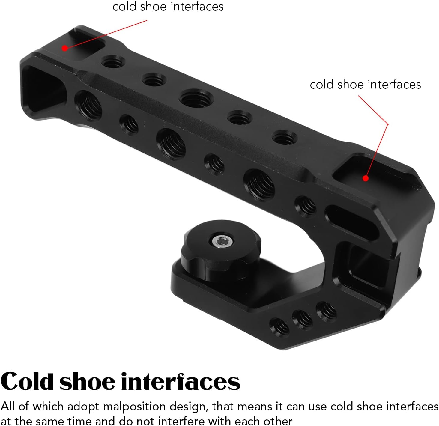 Camera Handle, Top Handle Universal Lightweight Stabilizing Handle with Multi Cold Shoe, Camera Cage Handle to Mount DSLR Camera with Light LED Monitor Microphone image 5