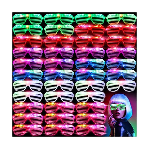 72 pairs of led glasses 6 colors light up glasses shutter shades glow in the dark glasses neon rave flashing sunglasses for adults kids glow in dark party favors supplies