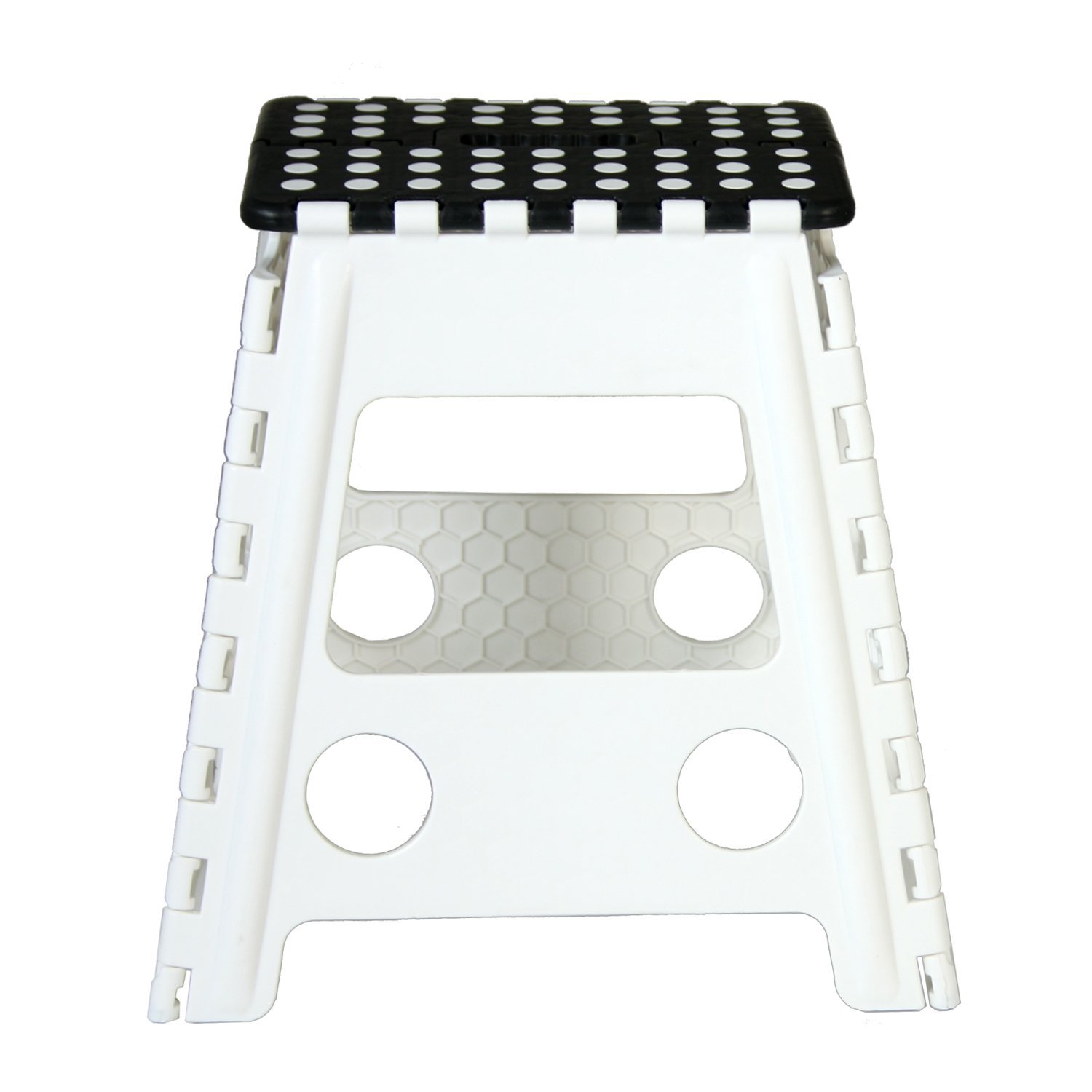 DRW Folding Stool Black and White Large 39x32x40cm, Seat:29x22cm