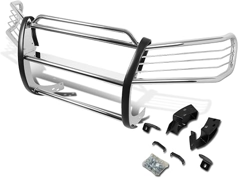 Auto Dynasty Compatible with Highlander XU20 Front Bumper Protector Brush Grille Guard (Chrome)