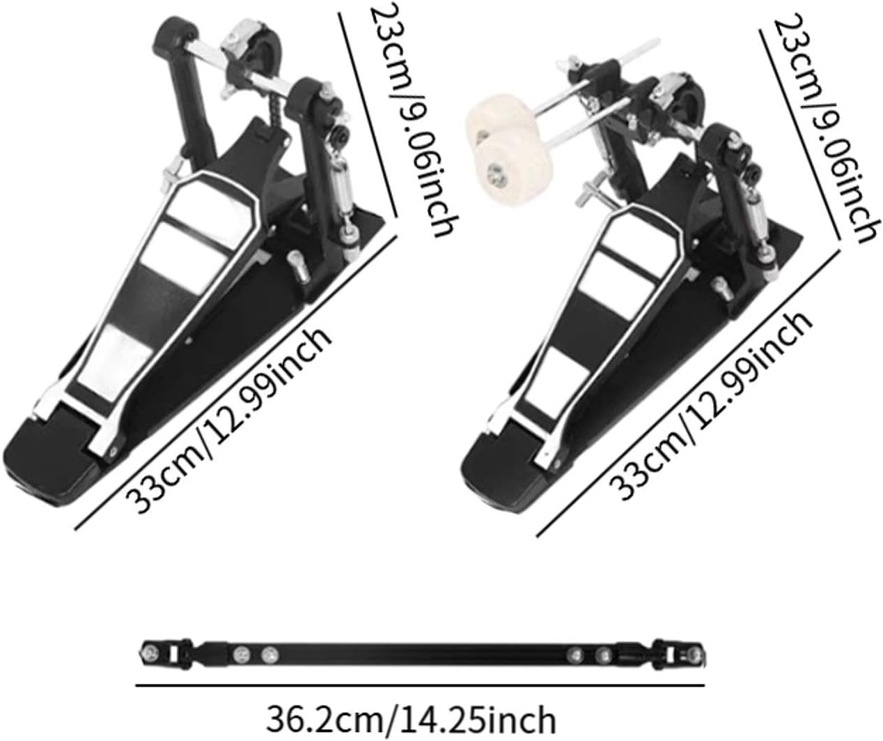Double Bass Drum Pedal Stabilizers - Heavy Duty Aluminum Alloy Floor Mount for Practice, Live Shows & Electronic Kits (12.99"x9.06") Anti-Slip Base