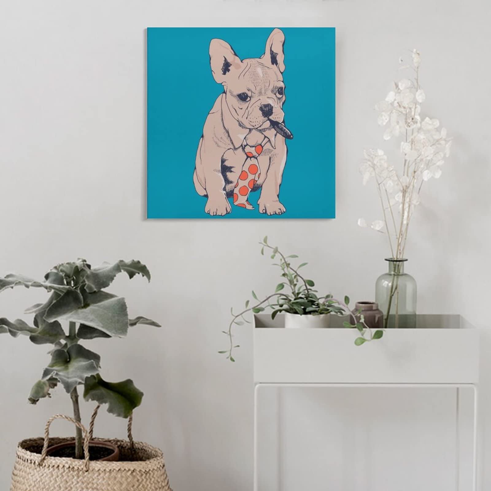 Amazon.co.jp: 絵画 フレンチ ブルドッグ犬インテリア 絵画 イラスト