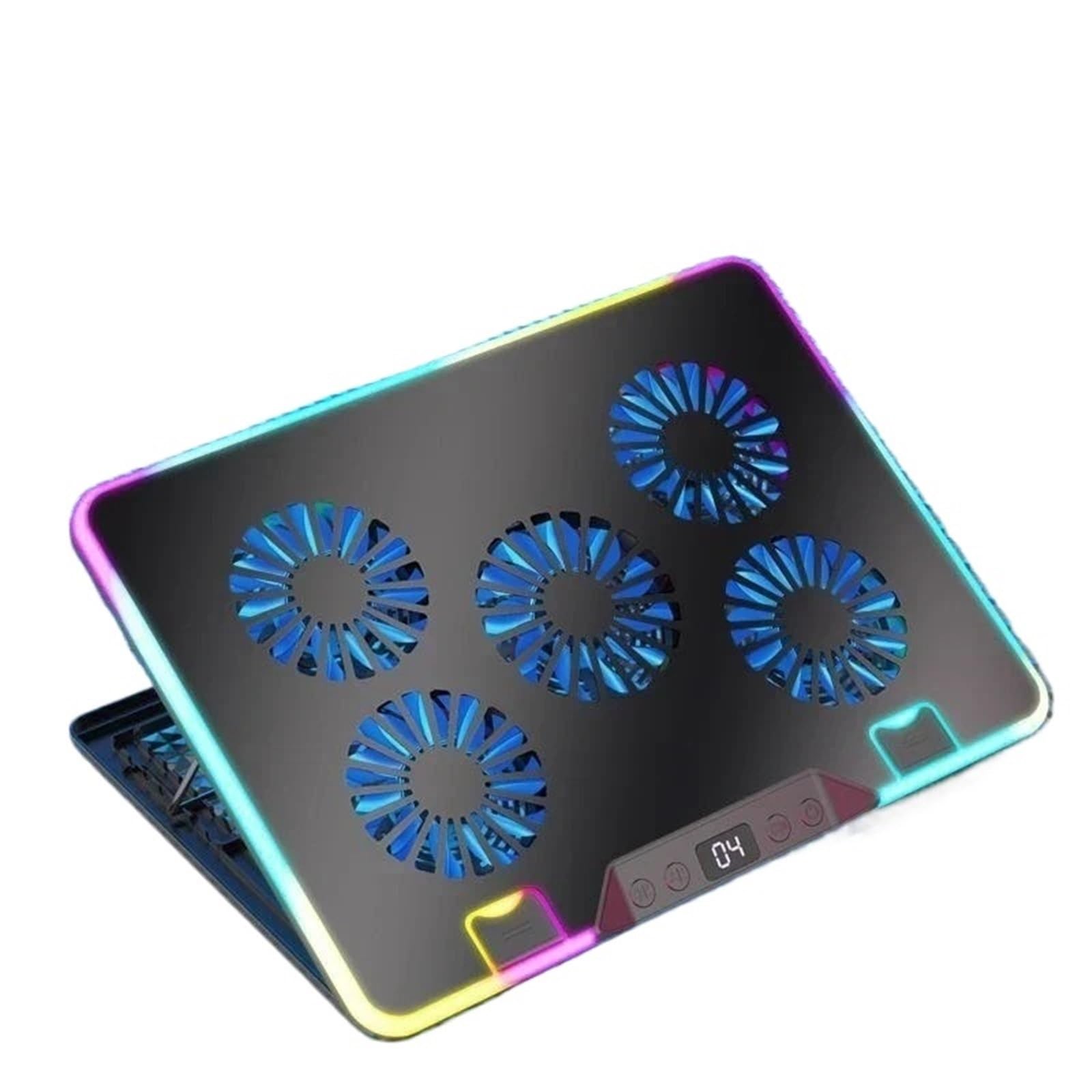 Podkładka chłodząca pod laptopa Pięć Wentylatorów Chłodzony Powietrzem Stojak Chłodzący Do Notebooka Wspornik 11-17.3 '' Regulowany Pod Wieloma Kątami Uchwyt Laptop Cooler(F36-5Fans-Black)