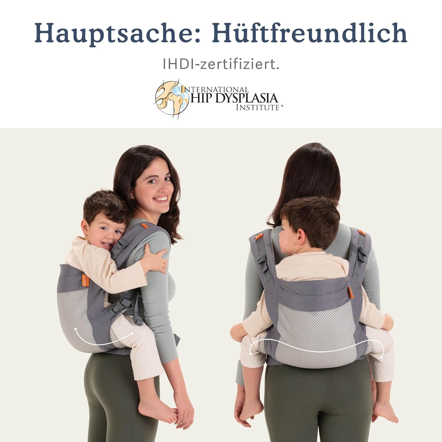 Beco Toddler Cool Babytrage & Kindertrage (24-48 monate)- Atmungsaktive 3D-Performance-Mesh Trage Kleinkind, Hüftfreundlich mit 2 Tragepositionen: Bauchtrage & Rückentrage (Dunkelgrau)